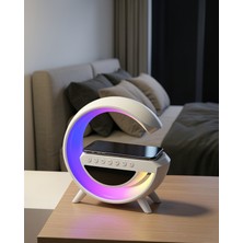 Azrlya Kablosuz Şarjlı LED Işıklı Masa Saati Bluetooth Hoparlör Alarm Fonksiyonlu