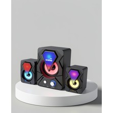 Azrlya Rgb LED Işıklı 2.1 USB Oyun Hoparlörü Derin Bas ve Net Ses