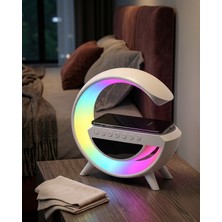 Azrlya Rgb Işıklı Kablosuz Şarjlı Bluetooth Hoparlör Saat ve Alarm Özellikli