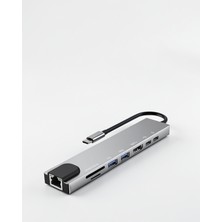 Azrlya USB Type-C Hub Dönüştürücü Çevirici Çoklayıcı Macbook Çevirici 8 Portlu