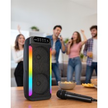 Azrlya Rgb Işıklı Çift Hoparlörlü Taşınabilir Bluetooth Speaker ve Mikrofon Yeni Nesil