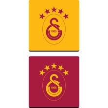 Galatasaray 5 Yıldız Sarı Kırmızı Ahşap Bardak Altlığı (2'li Set) - Lisanslı Orijinal