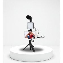 Azrlya Akıllı Telefon Vlog Kiti Tripod Mini Mikrofonlu Telefon Tutucu