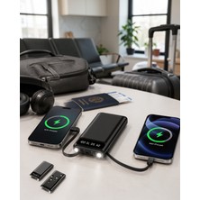 Azrlya 20.000 Mah LED Işıklı LCD Ekran USB Girişli Type-C Lightning Powerbank Yeni Nesil