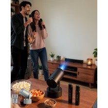 Azrlya 3ü 1 Arada Karaoke ve Projeksiyon Sistemi Çift Mikrofon Destekli