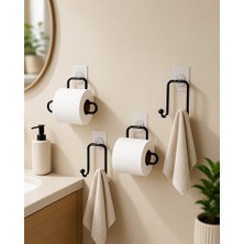 Azrlya Yapışkanlı Banyo Düzenleme Seti 2 Rulo Tutucu 2 Havlu Askılığı 4 Parça