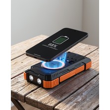 Azrlya 20000 Mah Powerbank Güneş Enerjili Kablosuz Şarj Hızlı Şarj Taşınabilir Batarya