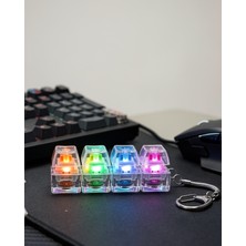 Azrlya Mekanik Klavye Anahtarlık Işıklı Stres Giderici Klik Tuş Oyuncağı Renkli Fidget