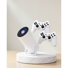 Azrlya Projeksiyon Cihazı Video Oyun Konsolu Projektör Taşınabilir Ayaklı Çift Kollu 4K Çözünürlüklü