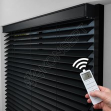 Jaluzi By Konsept Dekor Motorlu Ahşap Jaluzi Perde 50 mm %100 Orjinal Ahşap Antrasit Renk
