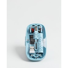 Azrlya Bluetooth 5.2 ve 2.4g USB Kablosuz Mouse Pilli Mavi Tasarım