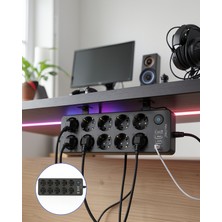 Azrlya USB ve Type-C Çıkışlı 10'lu Akım Korumalı Çoklu Priz Güç Dağıtıcı