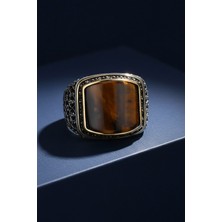 Takıdepo Sarmaşık Işlemeli Kaplangözü Taşlı Gümüş Yüzük