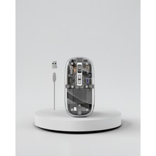 Azrlya Sessiz Tıklama Çift Modlu Bluetooth ve Alıcı Şeffaf Mouse Fare
