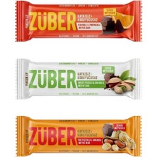 Züber Meyve Bar Deneme Paketi 40g x 3 Adet (Antep Fıstığı, Portakal, Yer Fıstıklı)