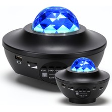 Azrlya Projektör Yıldız Gece Lambası Disko Topu Bluetooth Bağlantılı Taşınabilir Şarjlı