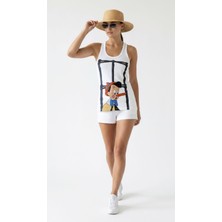 Füme Style Fü&me Style Kadın Baskılı Beyaz Kolsuz Tişört