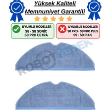 robotyedek Roborock S8 S8 Sonic S8 Pro Ultra ( S8 PRO DEĞİL!) Uyumlu 2 Adet Mop Fiber Bez Paspas-yüksek Kaliteli