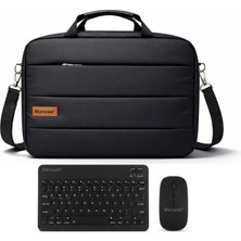 Microcase Samsung S7 Fe ile Uyumlu Tablet Notebook Macbook Çantası + Bluetooth Klavye ve Mouse Set Siyah - AL5894
