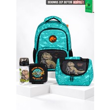 Jurassic World x Dekomus "T-Rex Force Collection" Jurassıc World Lisanslı Okul ve Beslenme Çantası,Matara,Beslenme Kabı Seti