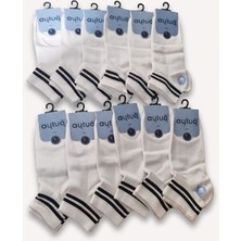 Aytuğ Cotton Erkek Patik Çorabı; Yazlık; Dikişsiz; Tamamı Beyaz 12'li Kutu; 41-45