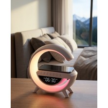 Azrlya Rgb Gece Lambalı Kablosuz Şarj Cihazlı Bluetooth Hoparlör Dijital Saat