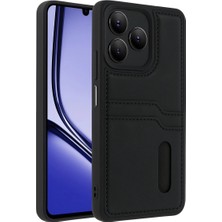 Royaleks Realme Note 50 4g Kılıf Sara Kartvizitli Deri Kılıf - Siyah