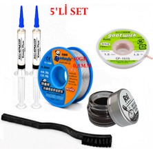 MHM Lehimleme Seti 0,8 mm 40 gr Lehim Teli 2’li Flux CP-1515  Lehim Fitili Havya Ucu Temizleme Kremi Fırça Seti ST26
