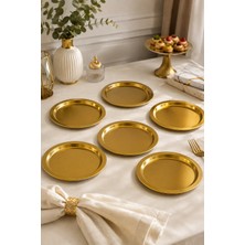 Yzhome 6 Lı Gold Metal Sunum Tepsisi Servis Tepsi Ikramlık Sunumluk Fincan Kahve Tepsi 23CM