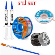 MHM Lehimleme Seti 0,8 mm 40 gr Lehim Teli 2’li Flux CP-2515  Lehim Fitili Havya Ucu Temizleme Kremi Fırça Seti ST11