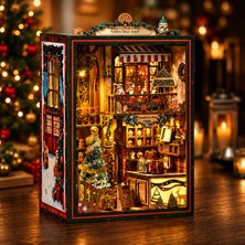 Emirgan Christmas Shop Dıy Book Nook Kit – Işıklı Minyatür Noel Dükkanı Ahşap Maket Kendin Yap Seti
