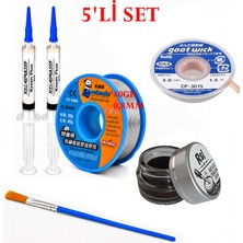 MHM Lehimleme Seti 0,8 mm 40 gr Lehim Teli 2’li Flux CP-3015  Lehim Fitili Havya Ucu Temizleme Kremi Fırça Seti ST33