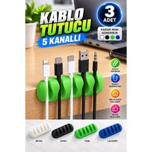 Zefrimo 3’lü Set Kendinden Yapışkanlı 5 Kanallı Silikon Kablo Tutucu Düzenleyici  Karışık Renk