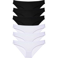 Royaleks 6 Adet Eko Set Likralı Kadın Slip Külot Siyah Beyaz — Beden: Xl