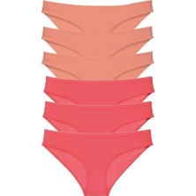 Royaleks 6 Adet Süper Eko Set Likralı Kadın Slip Külot Pudra Fuşya