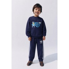 BeU Kids Erkek Çocuk %100 Pamuk Lacivert Bluey Detaylı Eşofman Takım