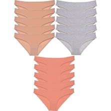 Royaleks 15 Adet Süper Eko Set Likralı Kadın Slip Külot Ten Gri Pudra — Beden: Xl