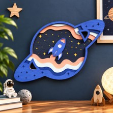 Rokh 🚀 Uzay Temalı Roket Duvar Dekoru 🌌 Çocuk Odası Dekorasyonu 🪐 Modern Tasarım Hediyelik