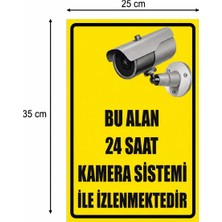 Reklam ADS Kişiselleştirilebilir Levha, Bu Alan 24 Saat Kamera ile 24 Saat Kamera ile İzlenmektedir 20X30 cm A4 Boyut Dekota Levha, Kamera Uyarı Levhası