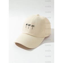 Gyes Palmiye Baskılı Şapka Ayarlanabilir Çırtlı Gabardin Cap
