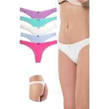 Royaleks 5 Adet Pamuklu Kadın Klasik Dantelli String Tanga — Beden: M-L