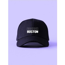 Gyes Boston Baskılı Spor Sapka Unisex Ayarlanabilir Cırtlı Şapka