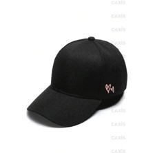 Gyes Pembe Kalp Baskılı Siyah Cap Ayarlanabilir Çırtlı Gabardin Şapka