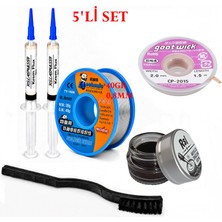 Smnr Elektronik Lehimleme Seti 0,8mm 40G Lehim Teli 2’li Flux Havya Ucu Temizleyici CP-2015 Lehim Sökme Fitili Fırça SETI47