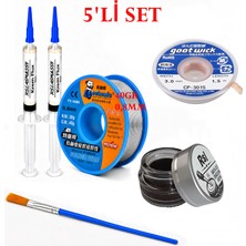 Smnr Elektronik Lehimleme Seti 0,8mm 40G Lehim Teli 2’li Flux Havya Ucu Temizleyici CP-3015 Lehim Sökme Fitili Fırça SETI32