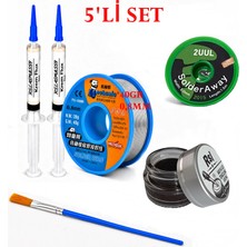 Smnr Elektronikci Lehim Seti 0,8mm 40G Lehim Teli 2’li Flux Havya Ucu Temizleme 2UUL-2015 Lehim Sökme Fitili Fırça SETI52