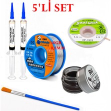 Smnr Elektronik Lehimleme Seti 0,8mm 40G Lehim Teli 2’li Flux Havya Ucu Temizleyici CP-1515 Lehim Sökme Fitili Fırça SETI24