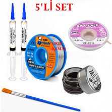 Smnr Elektronik Lehimleme Seti 0,8mm 40G Lehim Teli 2’li Flux Havya Ucu Temizleyici CP-2015 Lehim Sökme Fitili Fırça SETI44