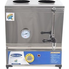 İdeal Çelik Ideal Çelik 40 Model  25 Lt Çift Demlikli Pleytsiz Elektrikli Semaver & Çay Kazanı & Kahveci Kazanı & Kahve ve Çay Ocağı Inox & Çay Semaveri & Çay Makinesi & Çaycı & Çay Otomatı