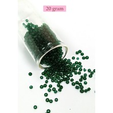 Royaleks Group Dökme Cam Kum Boncuk (8/0) 3 mm - 20 Gram - Şeffaf Koyu Yeşil - BNC155